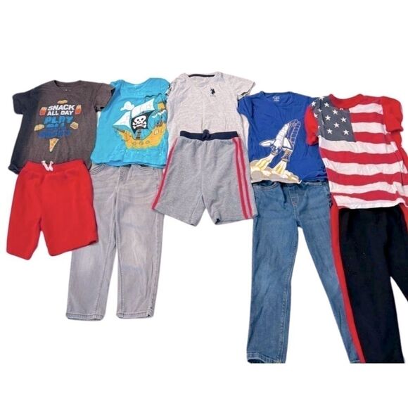 Boys bundle  size 5/5T, Total (10)summer shirts shorts and jeans - Picture 1 of 16